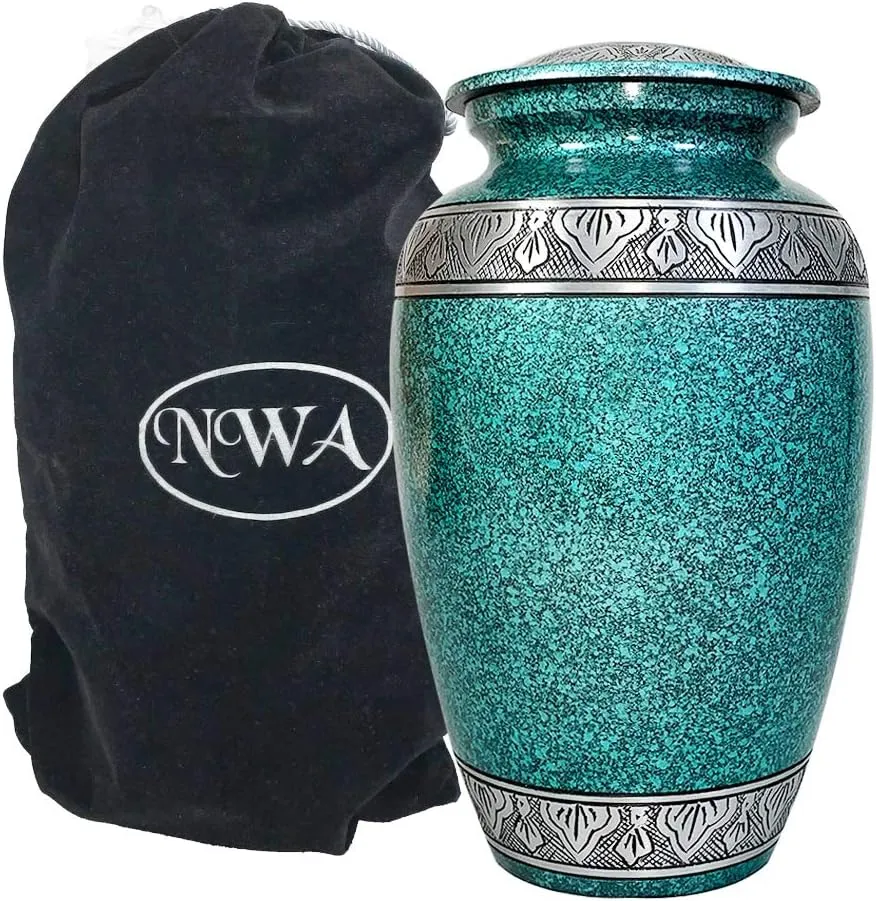 Classic Cars Cremation Urn for Human Ashes in Multiple Colors and Styles, Personalized Funeral Urn with Velvet Bag (Bluish Green)