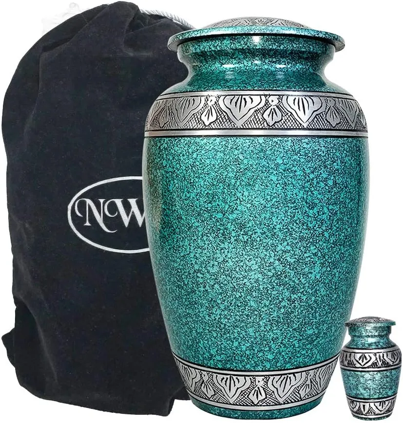 Classic Cars Cremation Urn for Human Ashes in Multiple Colors and Styles, Personalized Funeral Urn with Velvet Bag (Bluish Green)