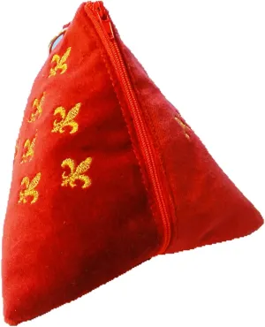 Classic Pyramid Triangle Embroidered Cosmetic Bag (Royal Lilies Red)