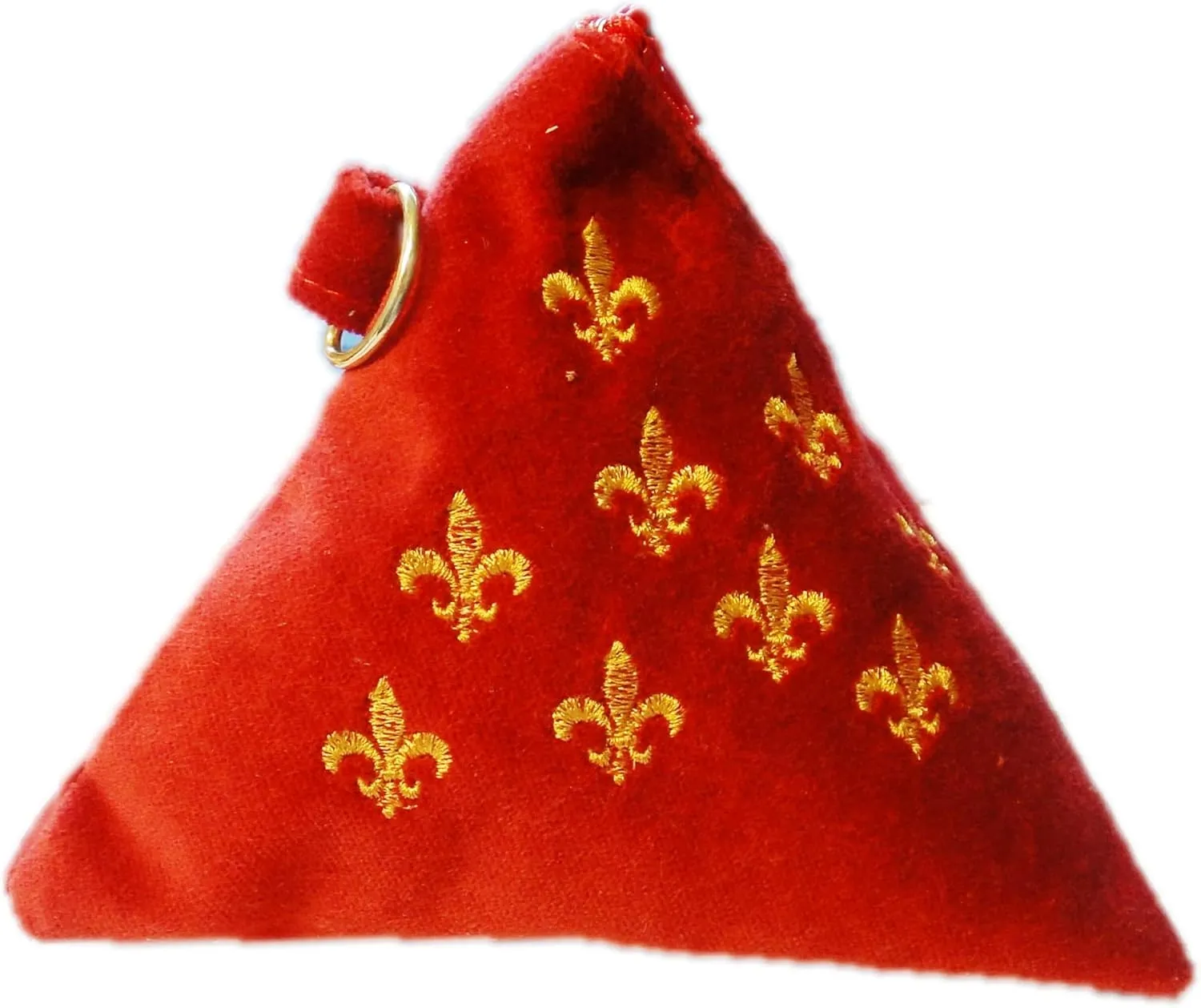 Classic Pyramid Triangle Embroidered Cosmetic Bag (Royal Lilies Red)
