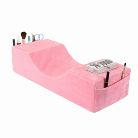 Comfortable Eyelash Extension Neck Pillow,Memory Foam Neck Contour Pillow for Sleeping Support,Beauty Salon Lash Grafting Pillow,Removable Pink Velvet Cervical Pillow