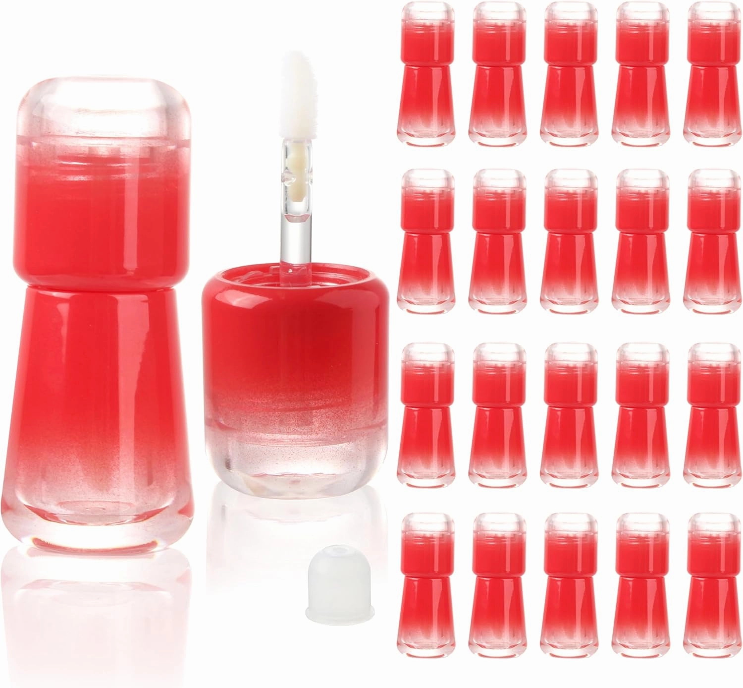 COSIDEA 20pcs Empty Cute Mushroom Shape Red lip gloss tube 4ml 0.13oz with wand Lipgloss tubes containers for lip oil packing