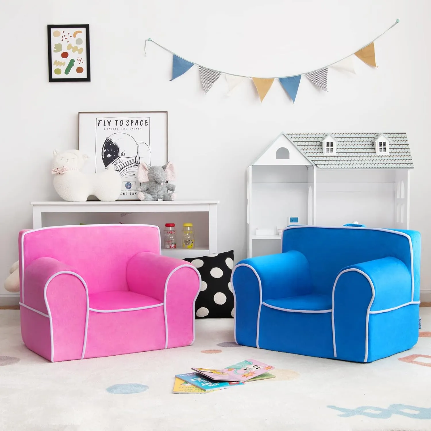 Costzon Kids Couch, Toddler Soft Sofa Chair w/Removable & Washable Velvet Surface for Preschool, Play Room, Nursery, Kindergarten, Toddler Sofa Couch for 0-5 Year Old Boys Girls Birthday Gift (Pink)