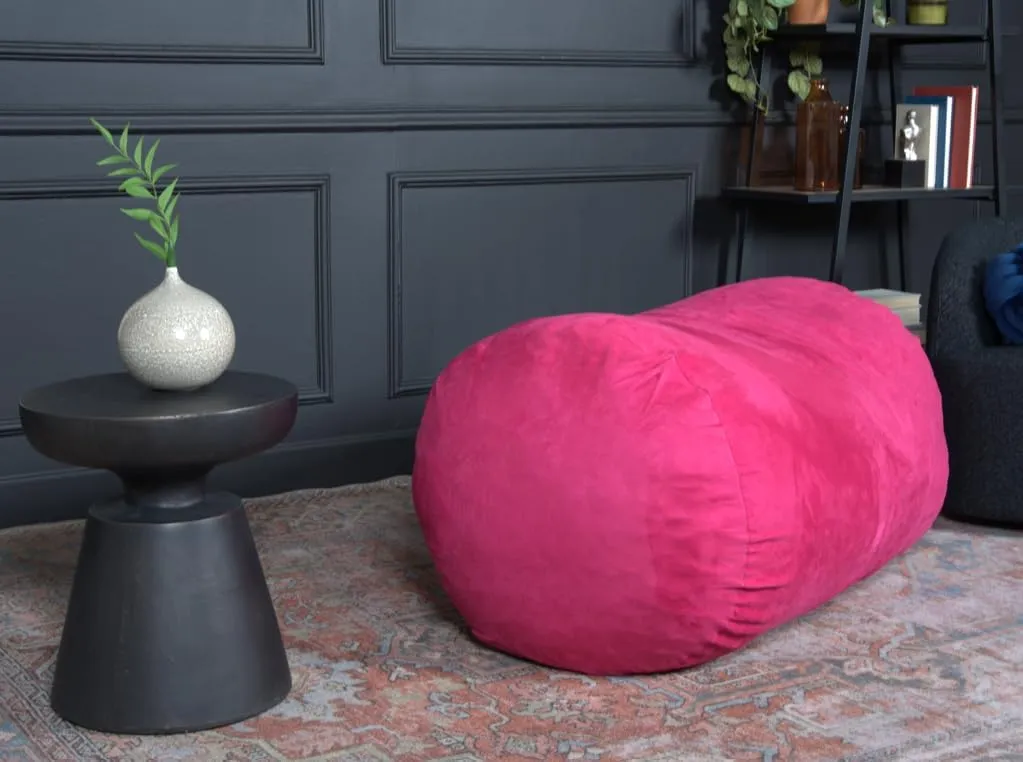 Cylindrical Suede Bean Bag for Cozy Relaxation, Soft and Stylish, Your Living Room or Bedroom, Fuchsia