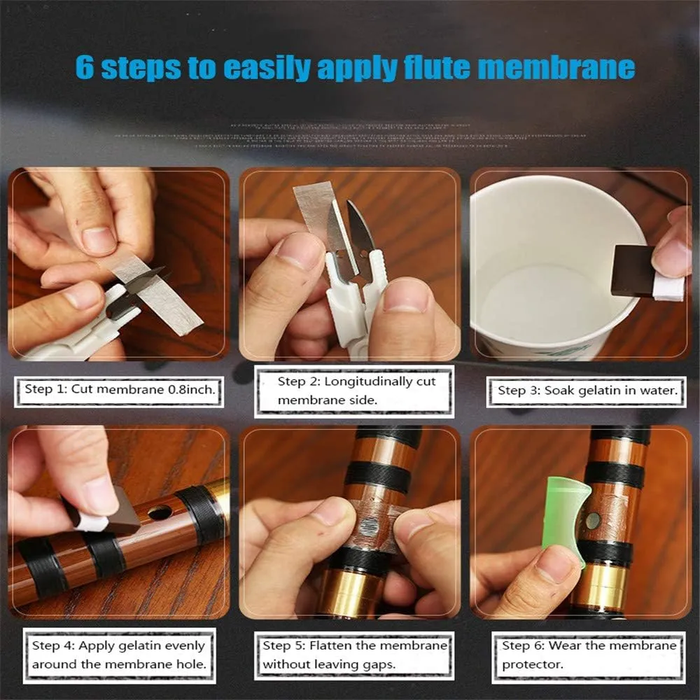 D Key Dizi Bitter Bamboo Flute for Beginners with Free Membrane & Glue & Protector Set Traditional Chinese Instrument（Key of D/Bitter Bamboo）