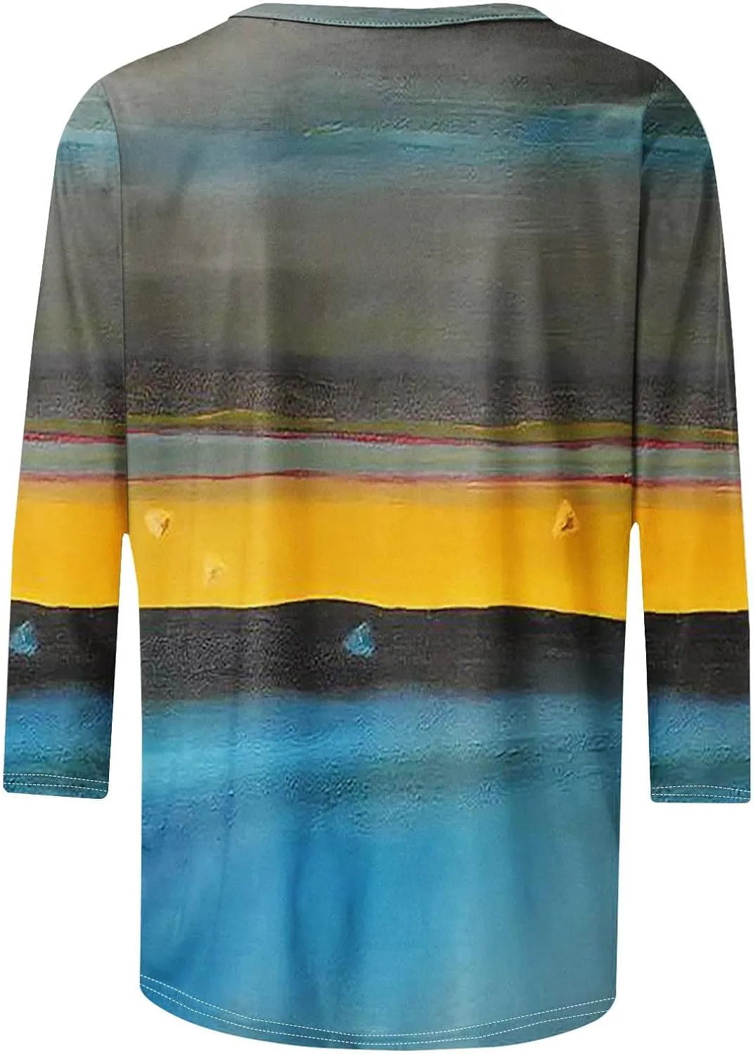 DASAYO Womens Fashion 2024 3/4 Sleeve Shirts Crewneck Casual Plus Size Tops for Women Trendy Tie Die Print Going Out Tops