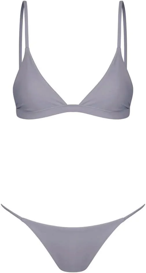 DASAYO Women's Two Pieces Triangle Bikini Brazilian 2 Pieces Bikinis Set Solid Sexy G-String Slimming Beach High Cut Swimsuit