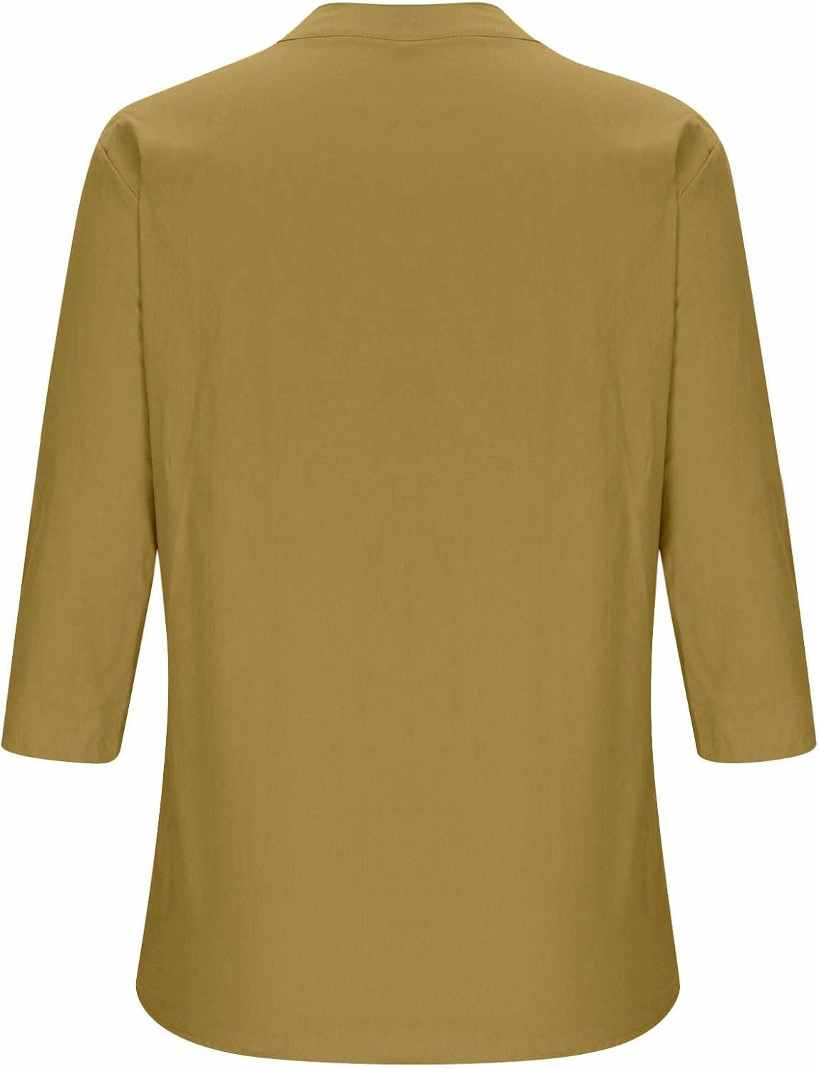 DASAYO Women's Casual 3/4 Length Sleeve Shirts Solid Color V Neck Button up Blouse Loose Fit Spring Summer Outfits