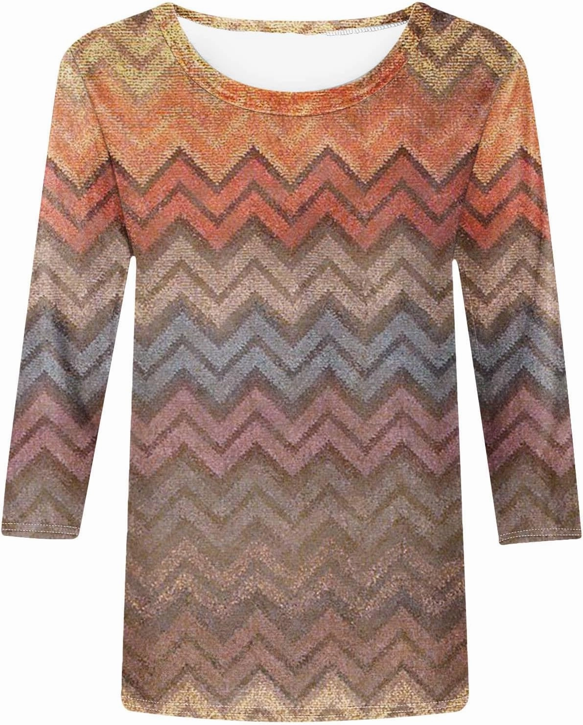 DASAYO Womens Fashion 2024 3/4 Sleeve Shirts Crewneck Casual Plus Size Tops for Women Trendy Tie Die Print Going Out Tops