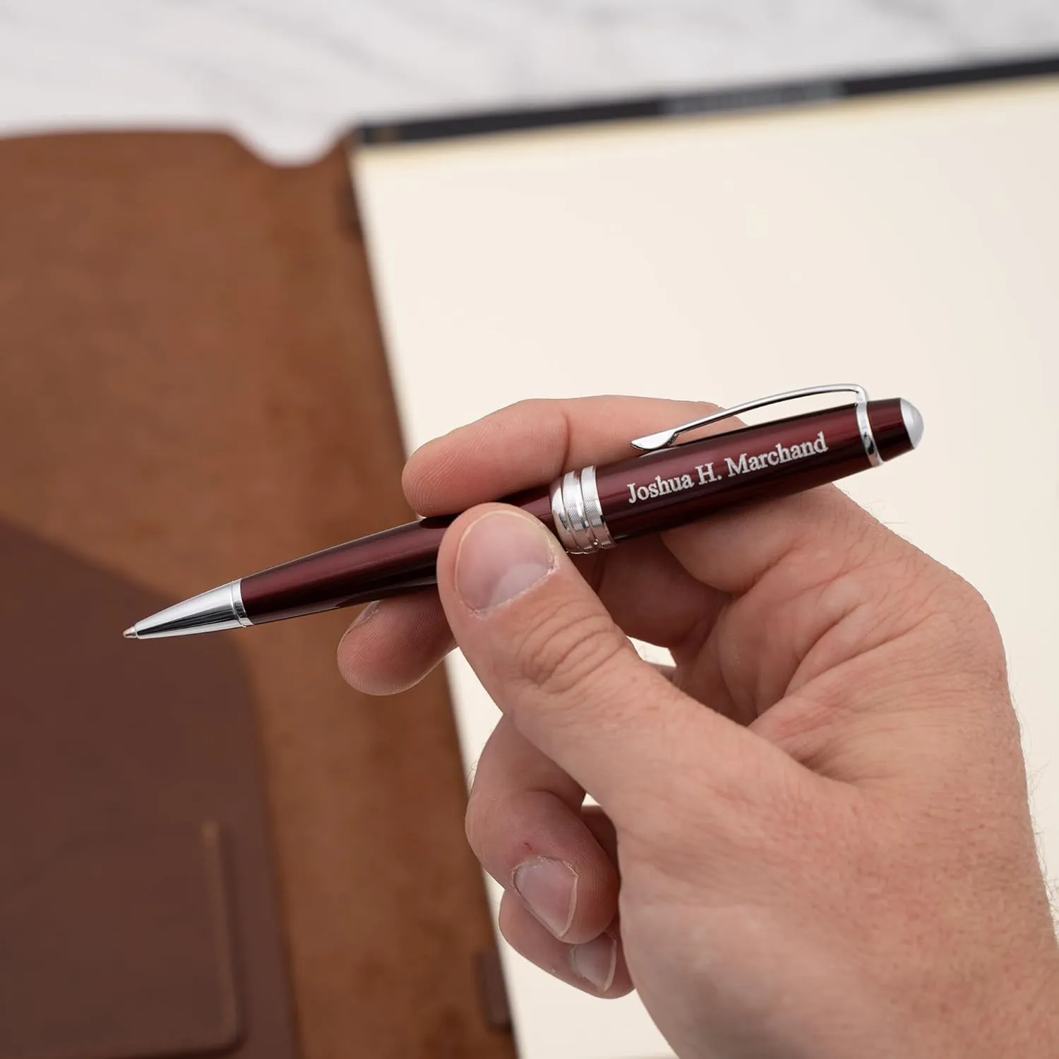 Dayspring Pens Personalized Cross Bailey Ballpoint Pen - Red Lacquer with Chrome Trim | Luxury Engraved Pen with Custom Engraving & Gift Box | Customized Pens Gift for Men, Women, Students, Black Ink