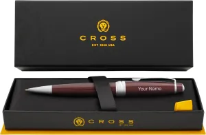 Dayspring Pens Personalized Cross Bailey Ballpoint Pen - Red Lacquer with Chrome Trim | Luxury Engraved Pen with Custom Engraving & Gift Box | Customized Pens Gift for Men, Women, Students, Black Ink