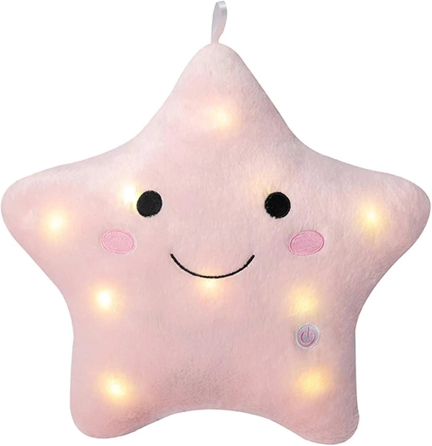 DearSun 13''Creative Twinkle Star Colorful Night Light Plush Pillows Light up Night Stuffed Toys Perfect for Birthday Christmas Holiday Valentines (Pink)