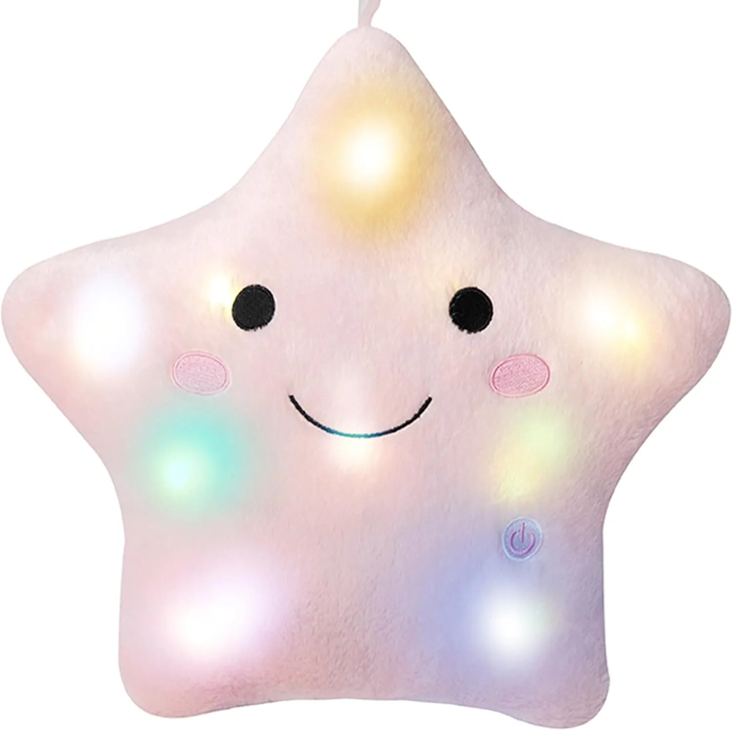 DearSun 13''Creative Twinkle Star Colorful Night Light Plush Pillows Light up Night Stuffed Toys Perfect for Birthday Christmas Holiday Valentines (Pink)