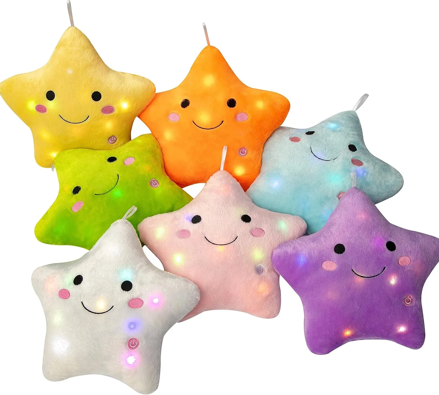 DearSun 13''Creative Twinkle Star Colorful Night Light Plush Pillows Light up Night Stuffed Toys Perfect for Birthday Christmas Holiday Valentines (Pink)