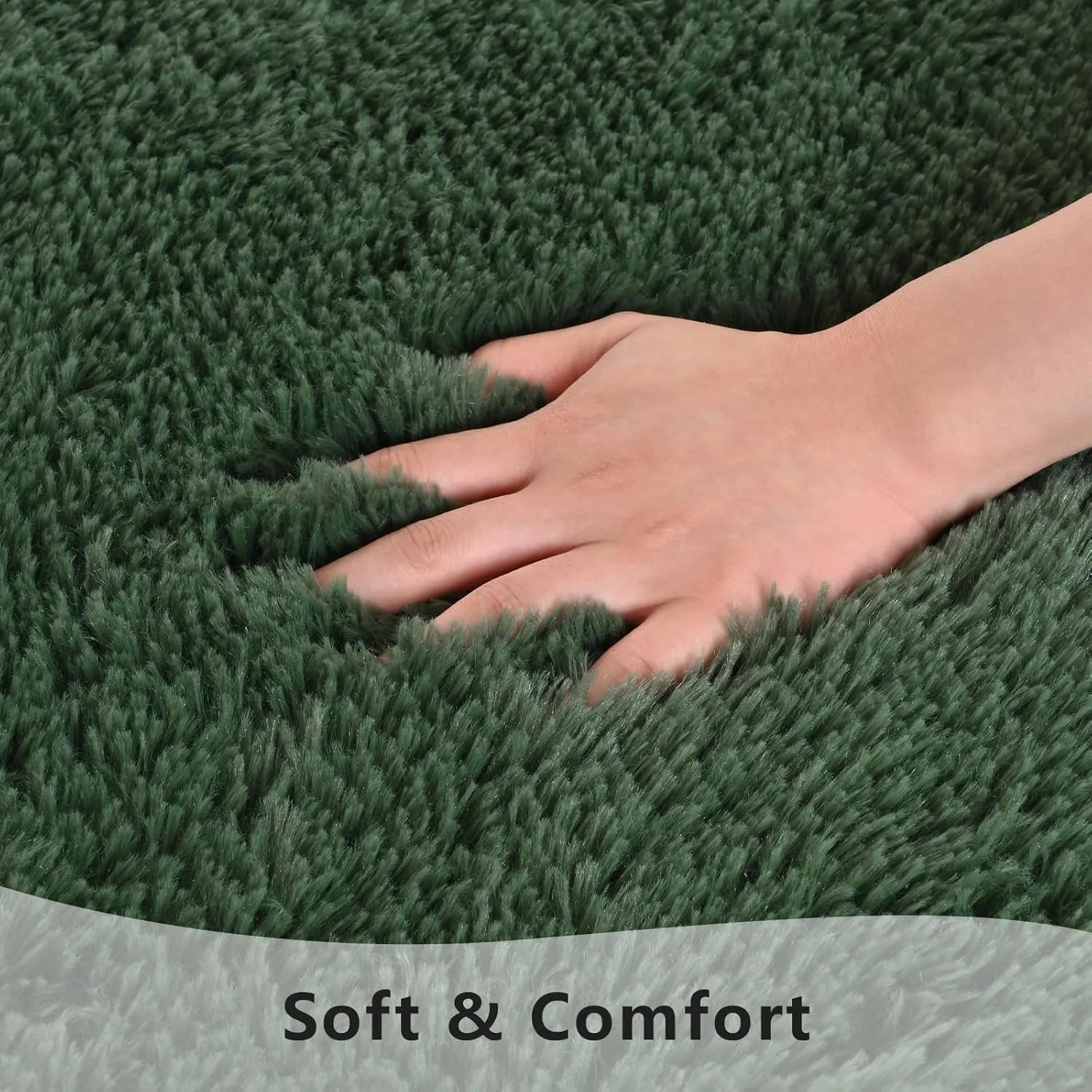 Deep Green Red Runner Area Rugs for Bedroom Living Room, 2x6 Feet Fluffy Bedside Rugs, Soft Shaggy Carpet Rug for Kids Room Nursery, Furry Rugs for Girls Boys Dorm Room Home Decor