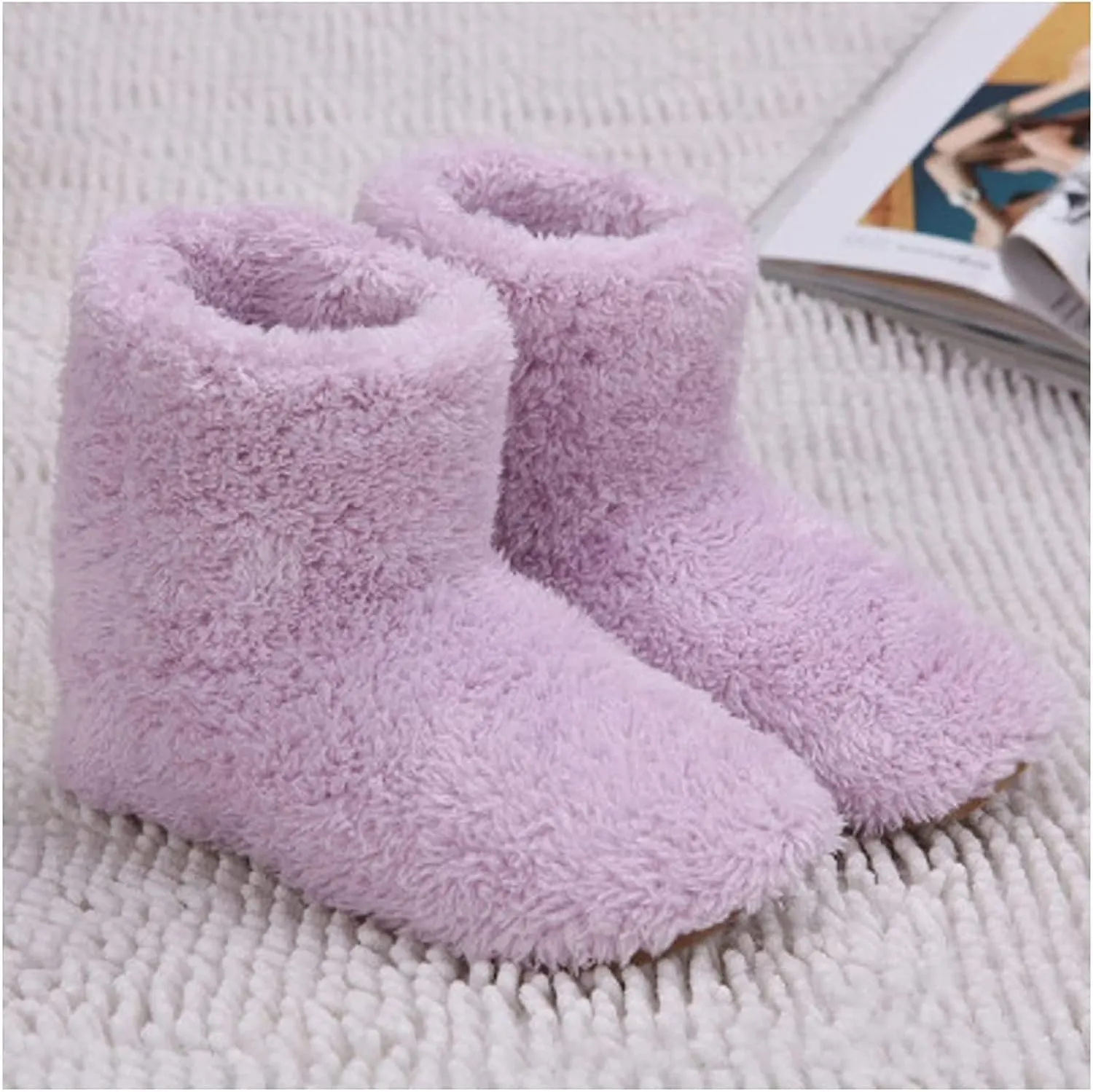 DKULMN USB Heated Slippers, Heated Foot Warmer Electric Heating Booties Slippers, Electric Heating Booties Slippers for Women Men,Pink,11.5
