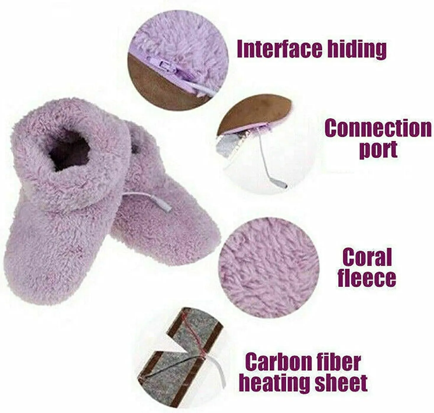 DKULMN USB Heated Slippers, Heated Foot Warmer Electric Heating Booties Slippers, Electric Heating Booties Slippers for Women Men,Pink,11.5