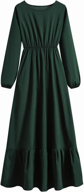 Dresses for Women Fall Casual 2024 Big Hem Elastic Waist Flowy Dress Long Sleeve Comfy Outdoor Vacation Maxi Dresses