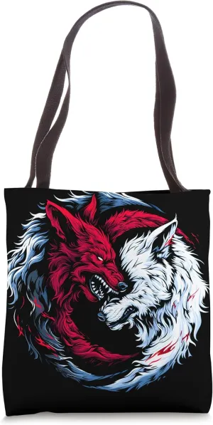 Dual Wild Lunar Wolf Tote Bag
