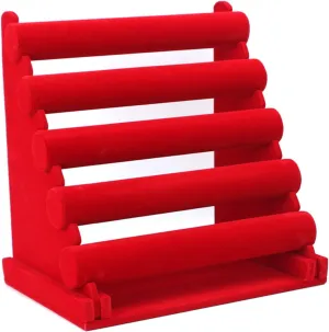 EEUK 5-Tier Jewellery Display Stand with Removable Bars for Bracelets, Jewelry Bracelet Watch Display Rack Holder Stand and Watch Holder for Home Organization, Valentines Gift(Color:Red)