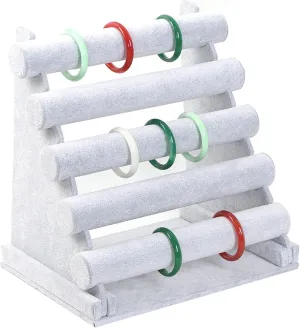 EEUK Necklace Organizer Stand Bracelet Holder - 5 Tier Jewelry Display Bracelet Holder Velvet Detachable Jewelry Display Stand for Bangles Watch Bracelets Scrunchies Organization Showcase(Color:Gray)