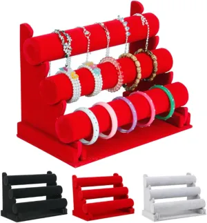 EEUK Triple Bracelet Holder Jewelry Display Stand, Jewelry Necklace Bracelet Organiser Watch Holder Display Stand Detachable Jewelry Holder Rack for Watch, Necklace, Earring, Hairband(Color:Ed)
