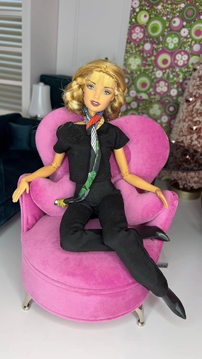 Eledoll 1:6 Dollhouse Furniture 1/6 Chair Armchair Velvet Soft Pink Heart
