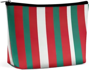 Elegant Makeup Bag, Classic Red Green and White Cosmetic Bag Large Capacity Pouch Portable Organizer for Men & Women