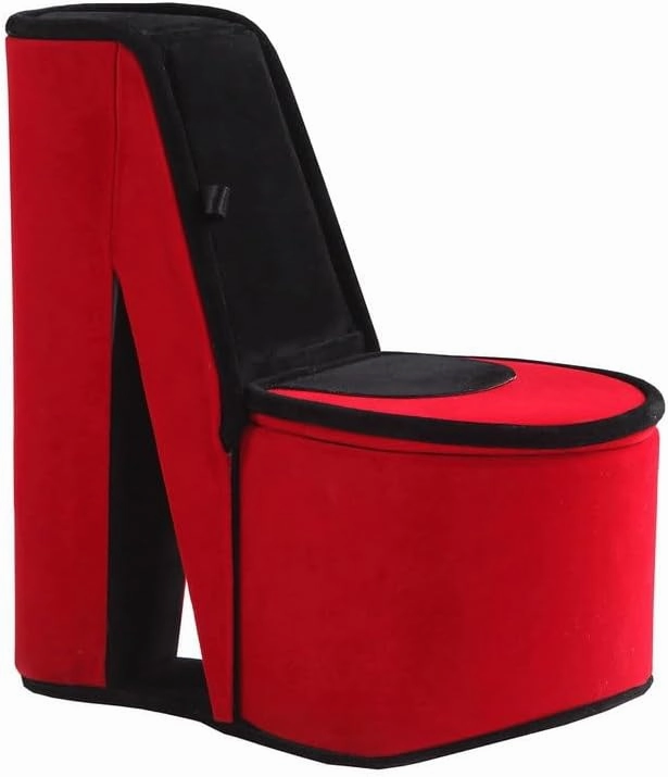 Elegant 9" Tall Display Jewelry Box with High Heel Shoe Design for Accessories, Red Velvet, Stylish Storage Solution