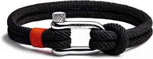 Elegatto Alchor Premium Rope Bracelet for Men | Nylon Marine Cord with Silver Polished Stainless Steel Shackle Closure | Waterproof and Fade-Resistant | Men’s Designer Bracelets