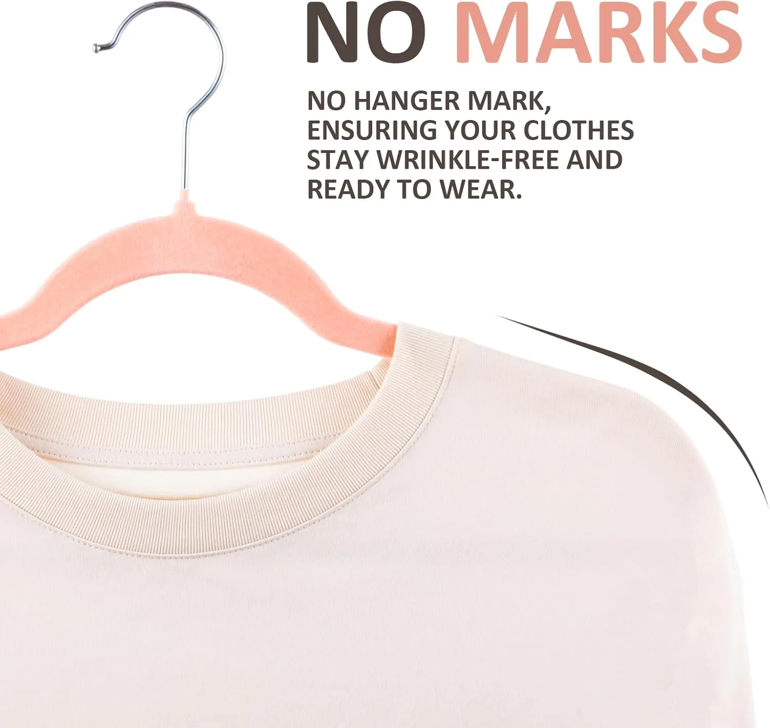 ELONG HOME Velvet Hangers - 50 Pack, Peach Pink Slim Felt Hangers with 360 Swivel Hook, Non-Slip Heavy Duty for Coats & Dress Clothes