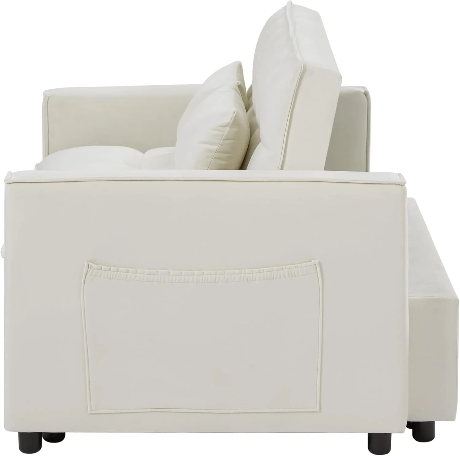 ERYE Modern Loveseat Sofabed 3 in 1 Convertible Sleeper Sofa Bed for Living Room, Velvet Upholstered Tufted Loveseat Sofa Lounge Daybed W/Pull Out Sleeper Couch Bed, Side Pockets and 2 Lumbar Pillows