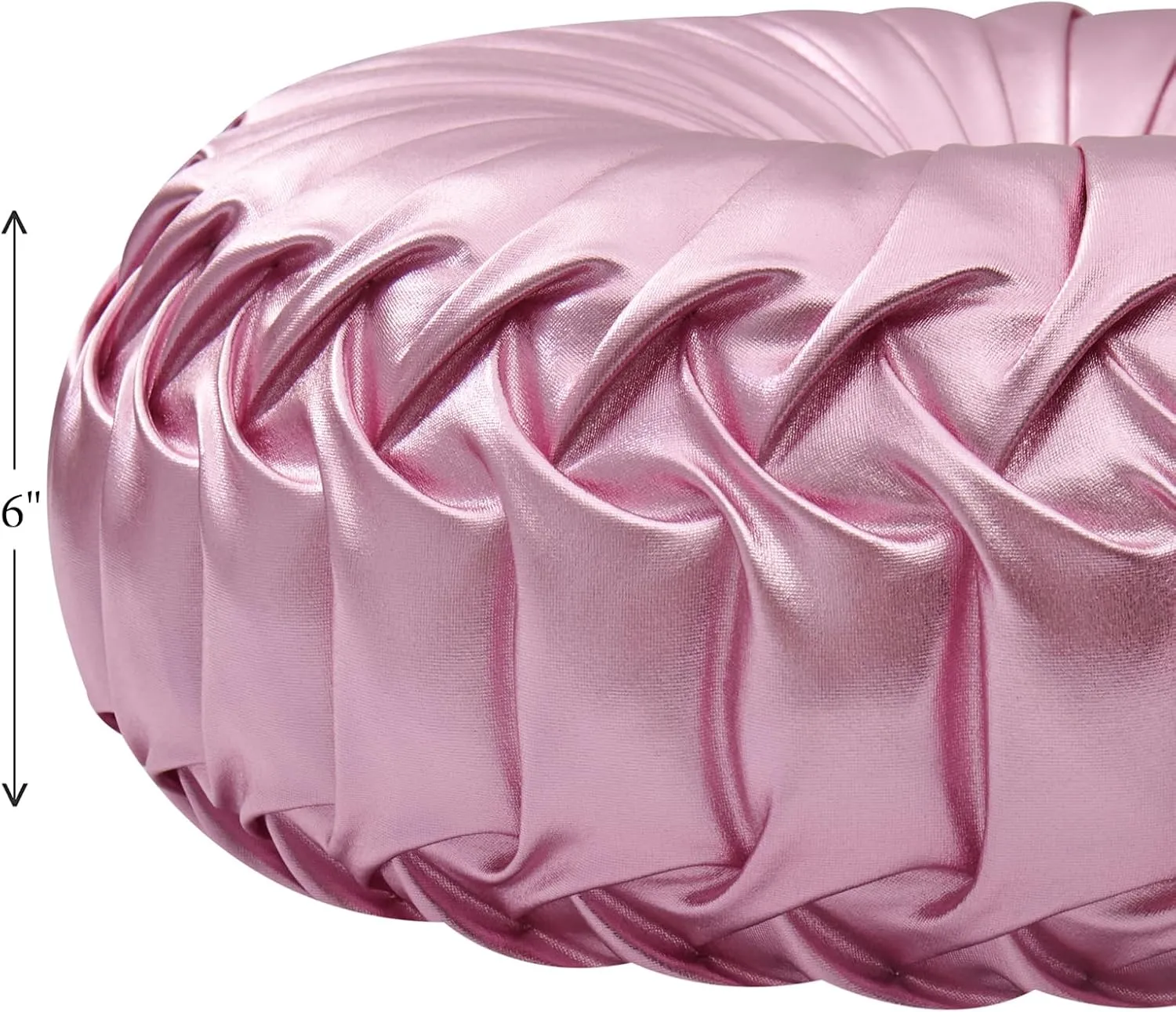EUCIOR Round Throw Pillows,Blush Pink Throw Pillow,Soft Spandex Fabric,Pumpkin Pleated Handmade Pink Metallic Round Decorative Pillow for Sofa Bedroom Livingroom