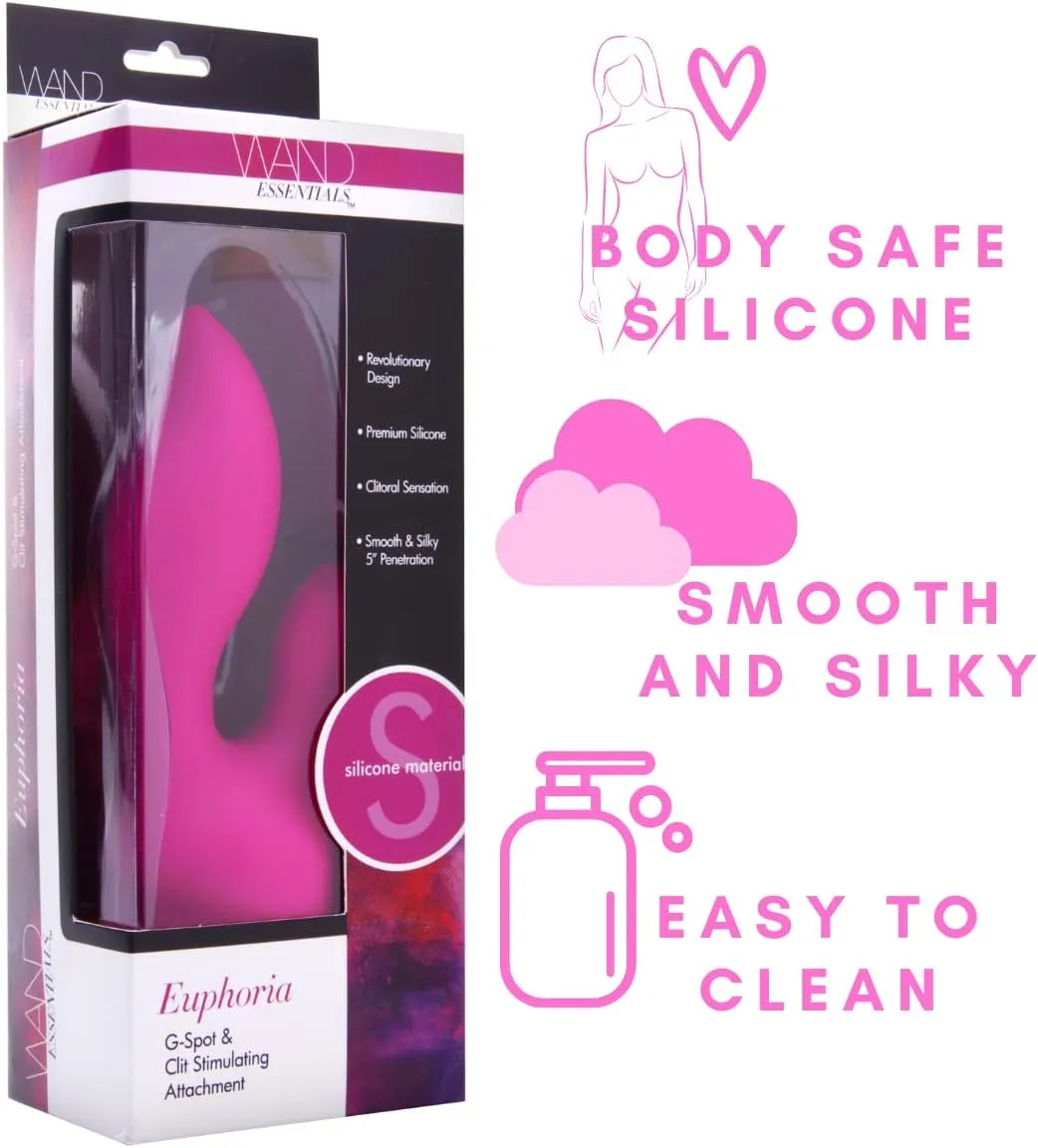 Euphoria G-spot and Clit Stimulating Silicone Wand Massager Attachment, Pink (ad444)