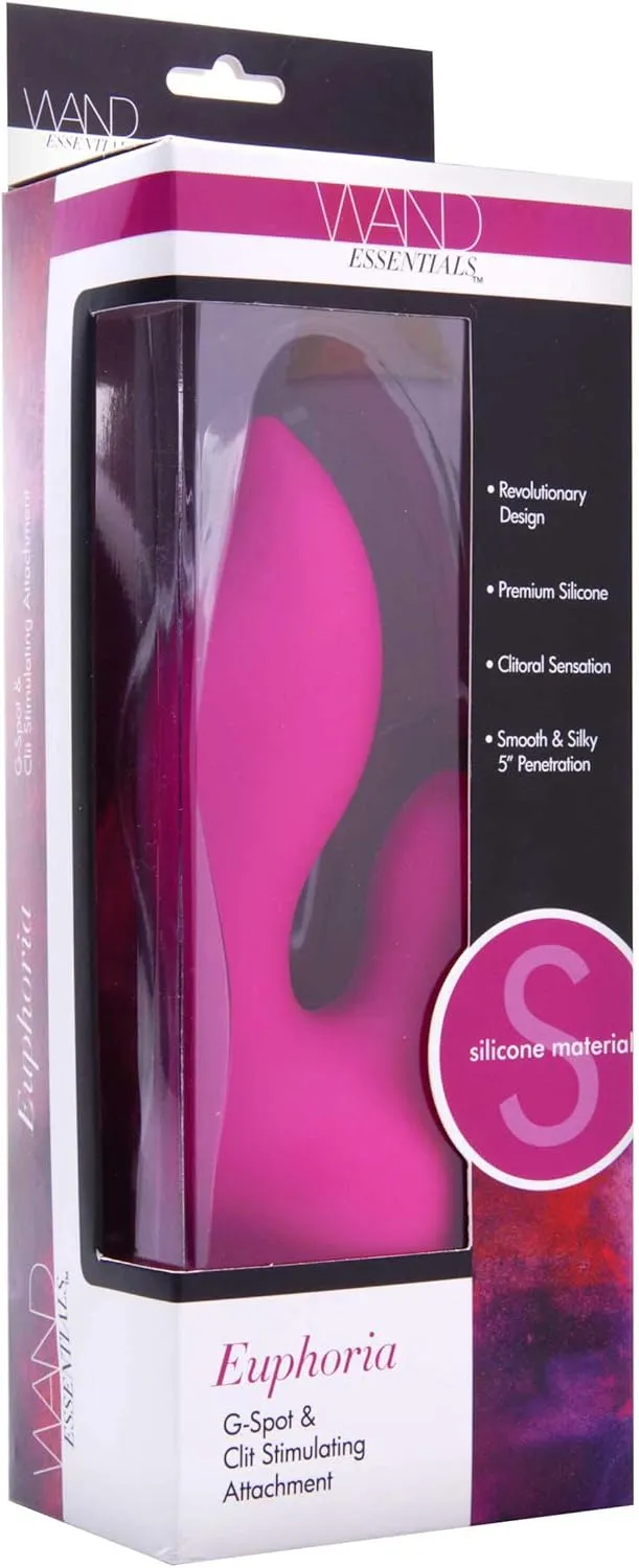 Euphoria G-spot and Clit Stimulating Silicone Wand Massager Attachment, Pink (ad444)