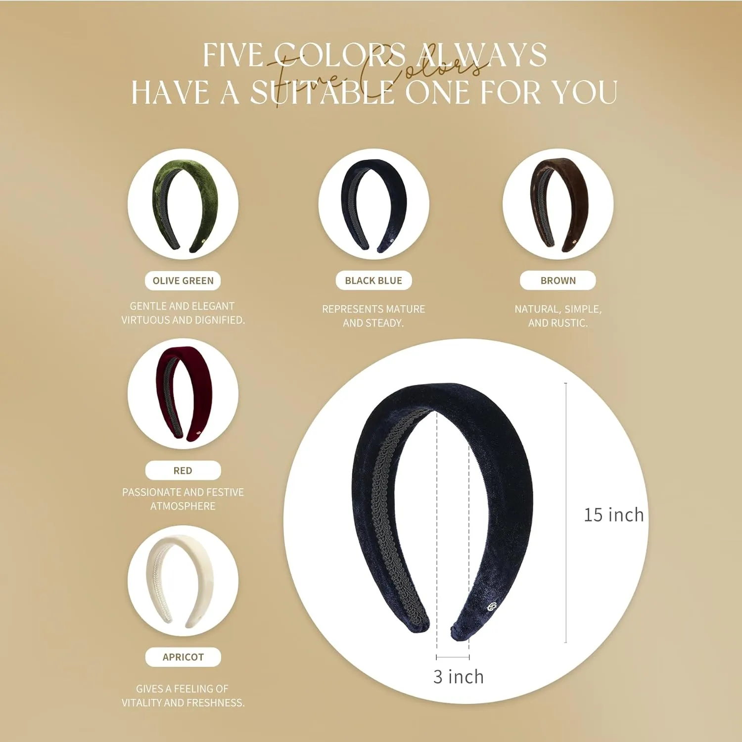 EVITA PERONI Thick Red Velvet Wide Headband for Women Soft Headband No Slip Comfortable Wearing Fashion Hair Band