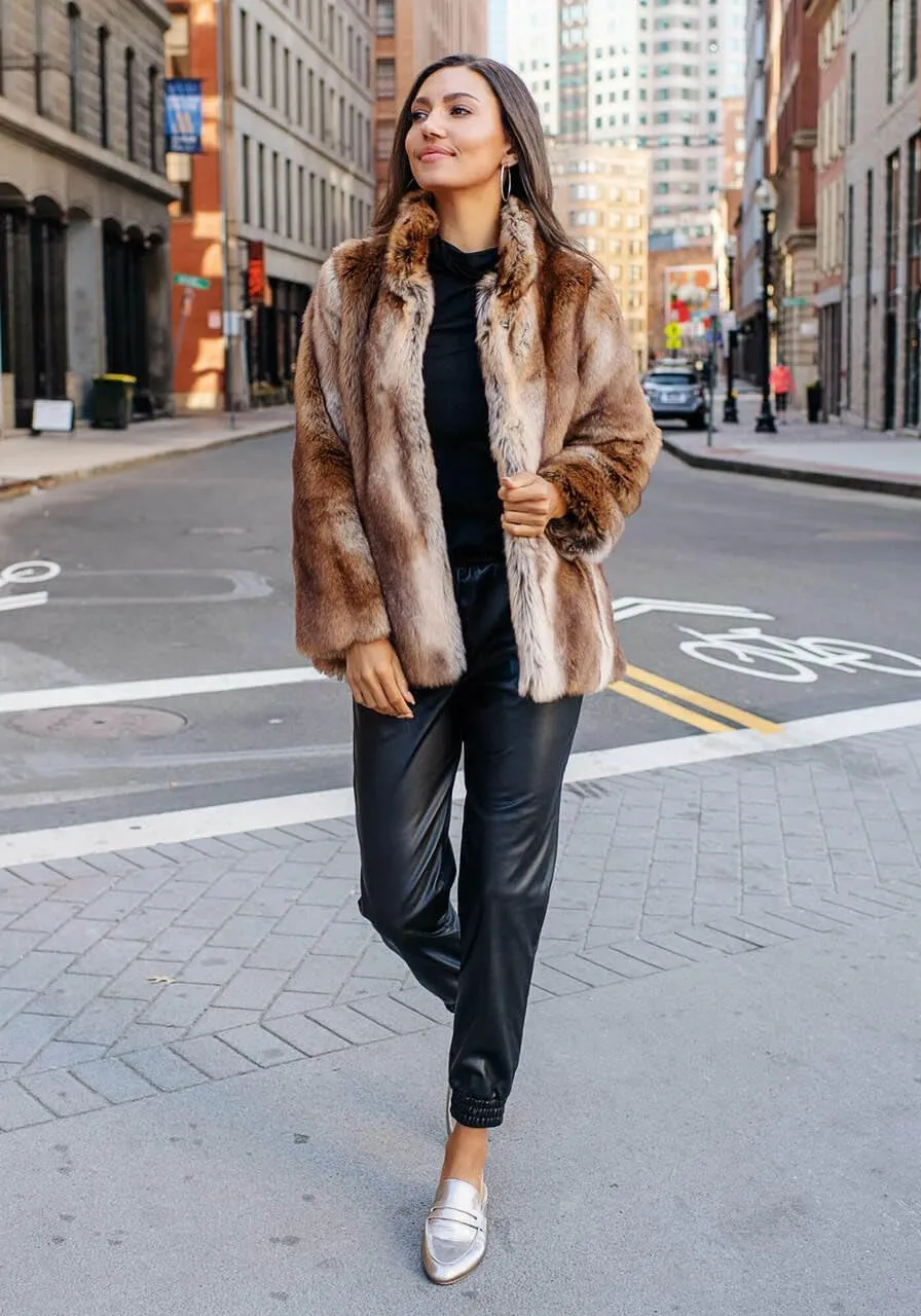 Fabulous-Furs Donna Salyers Cape Fox Faux Fur Shawl Collar Coat