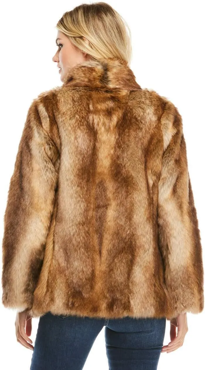 Fabulous-Furs Donna Salyers Cape Fox Faux Fur Shawl Collar Coat
