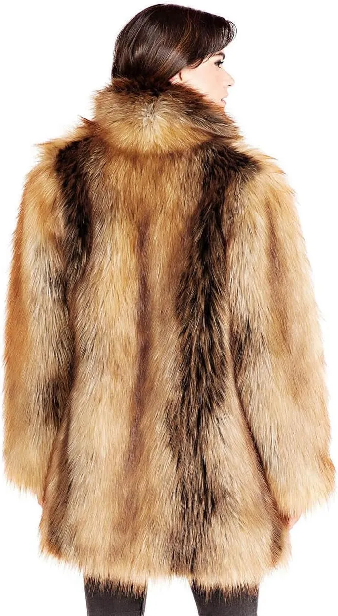 Fabulous-Furs Donna Salyers Cape Fox Faux Fur Shawl Collar Coat