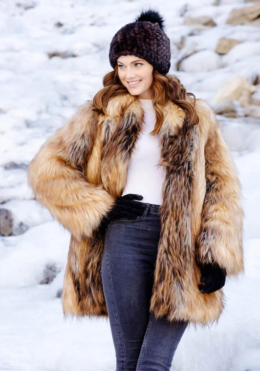 Fabulous-Furs Donna Salyers Cape Fox Faux Fur Shawl Collar Coat