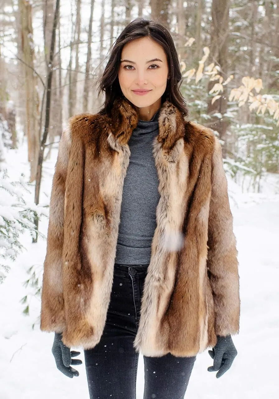 Fabulous-Furs Donna Salyers Cape Fox Faux Fur Shawl Collar Coat