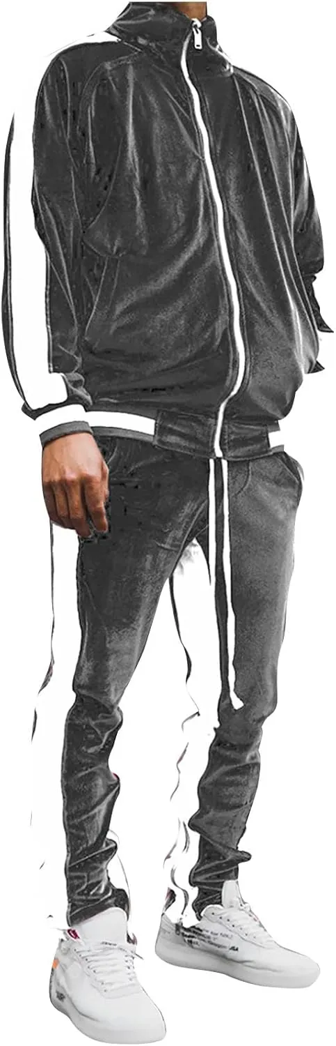 Fall Outfits for Men 2023 Trendy Long Sleeve Full Zip Sweatshirt With Pocket Tracksuit Set Running Sports 2 Piece