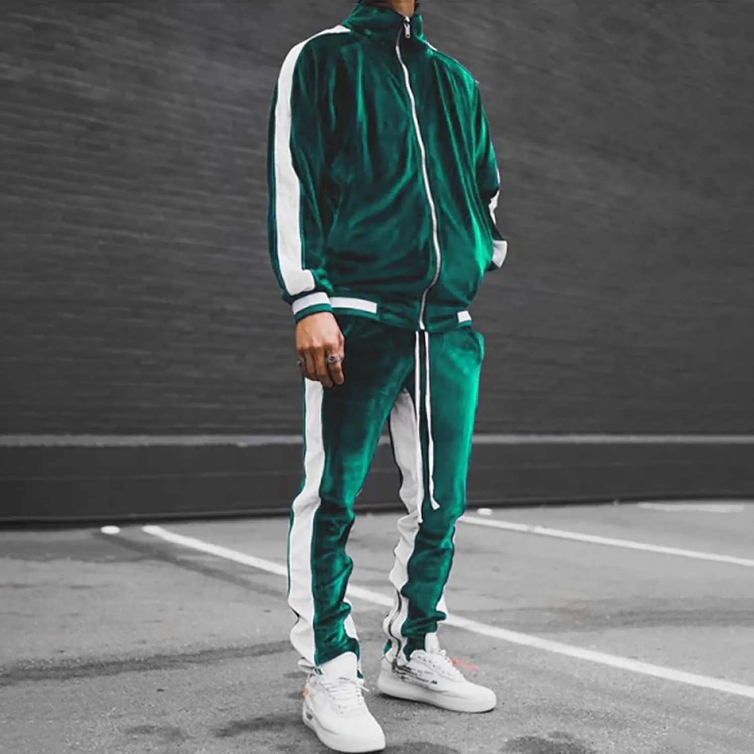 Fall Outfits for Men 2023 Trendy Long Sleeve Full Zip Sweatshirt With Pocket Tracksuit Set Running Sports 2 Piece