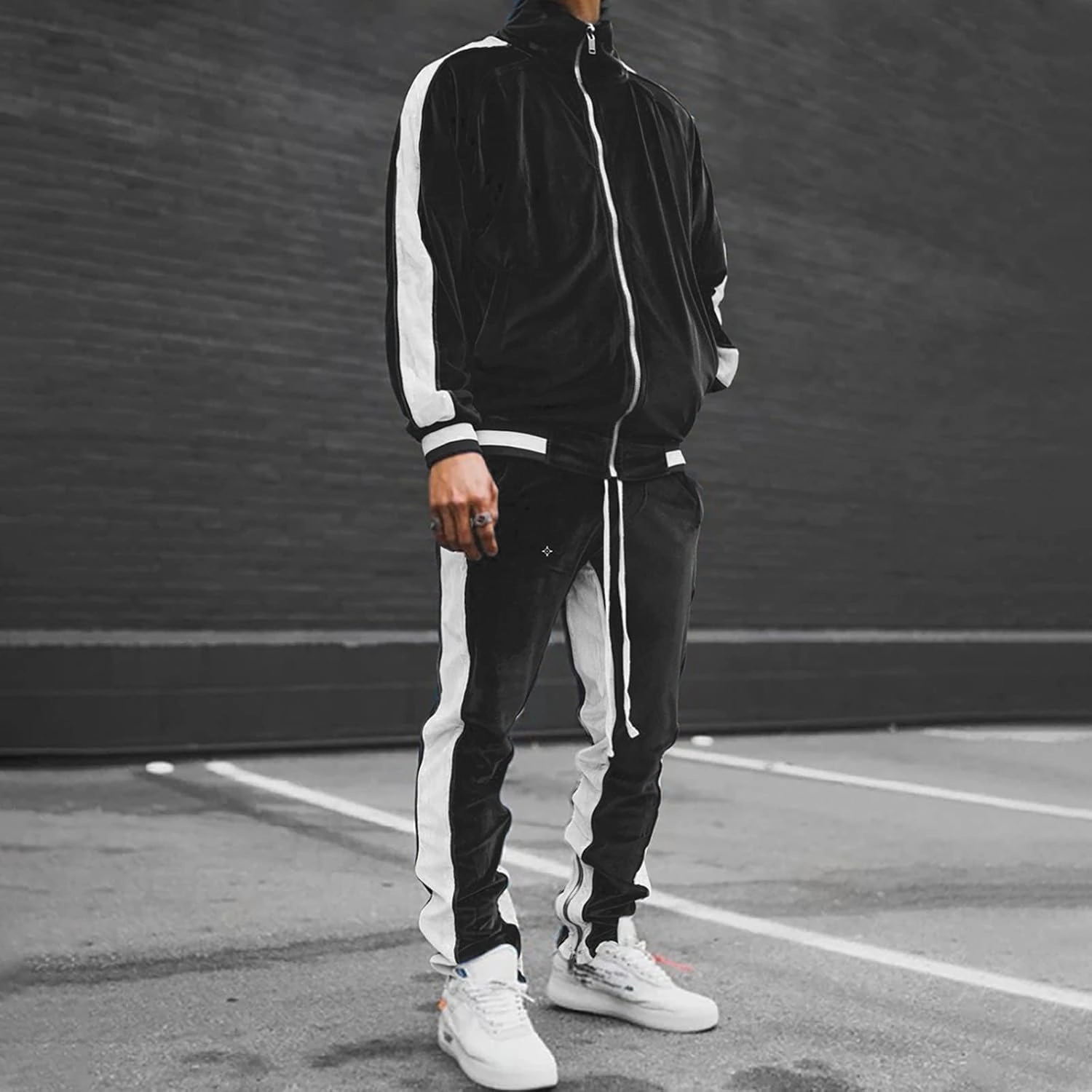 Fall Outfits for Men 2023 Trendy Long Sleeve Full Zip Sweatshirt With Pocket Tracksuit Set Running Sports 2 Piece