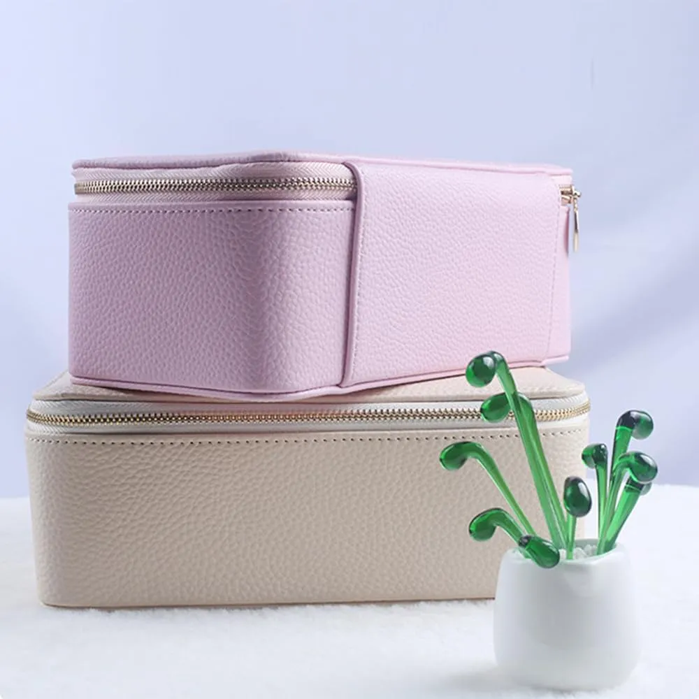 Familiarn Travel Jewelry Box with Small Pouches Portable Waterproof PU Leather Travel Jewelrys Case Organizer with 12 Velvet Pouch for Rings Earrings Necklaces Gift for Mom (Green)
