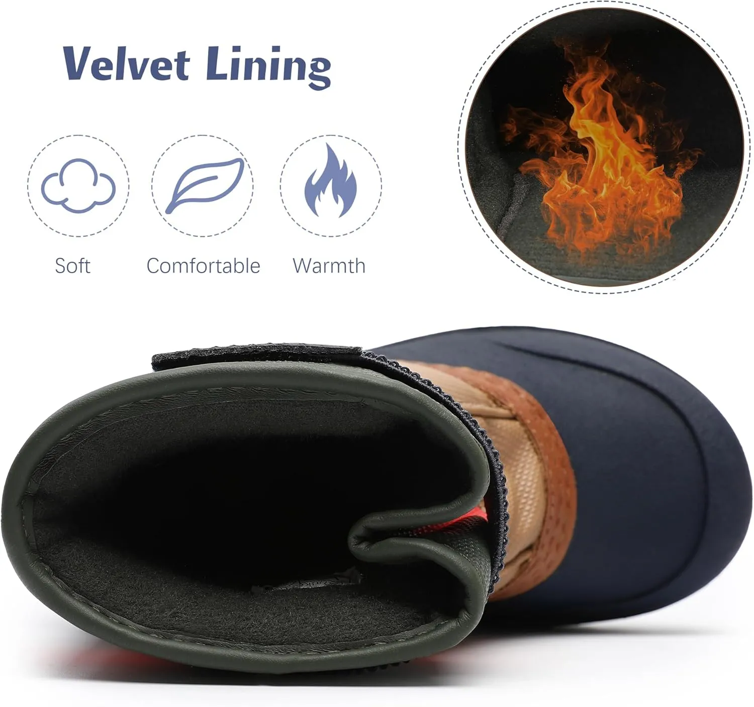 festooning Toddler Snow Boots Boys Girls Waterproof Velvet Liner Warm Boot Non-Slip Elastic Band Shoes Kids Winter Boots