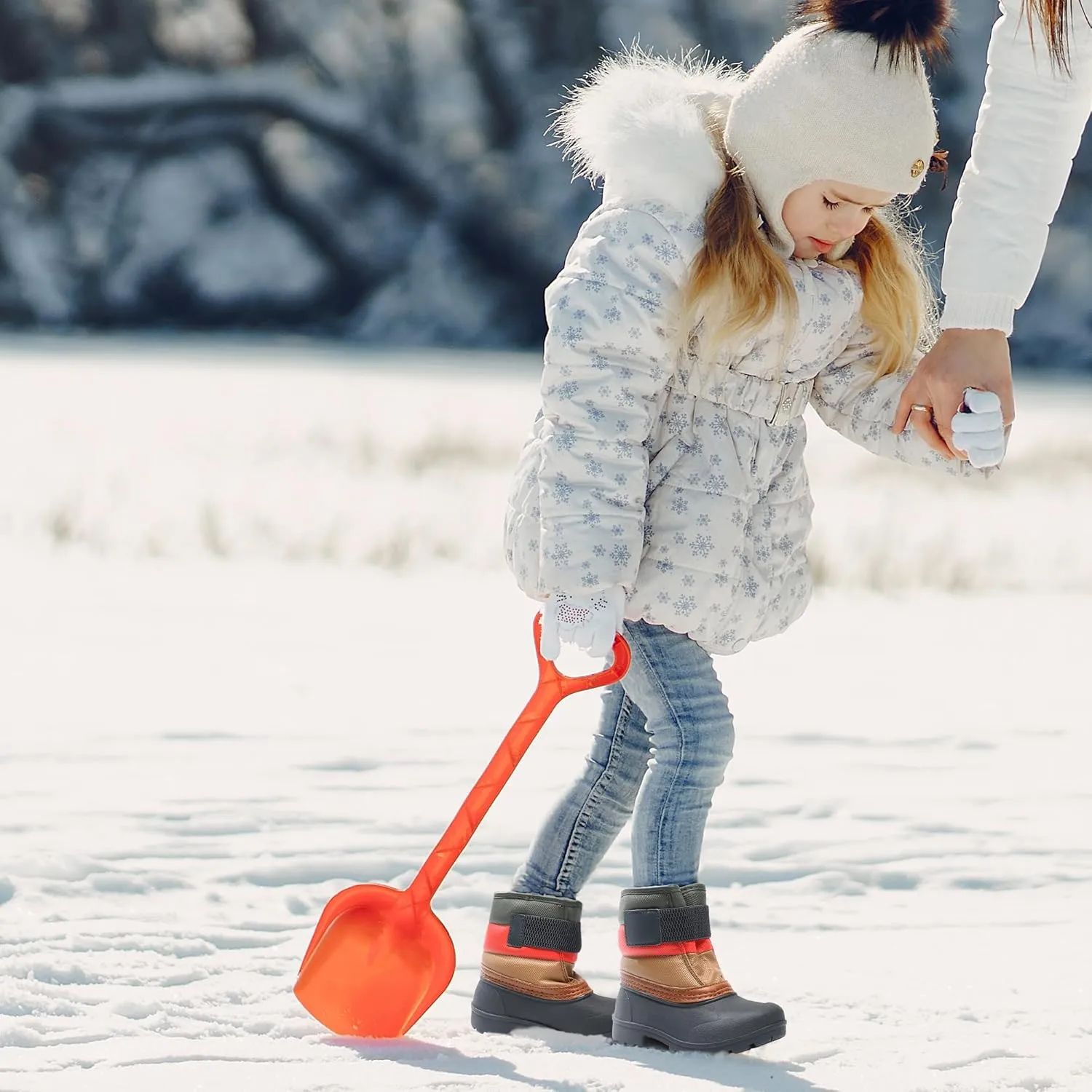 festooning Toddler Snow Boots Boys Girls Waterproof Velvet Liner Warm Boot Non-Slip Elastic Band Shoes Kids Winter Boots