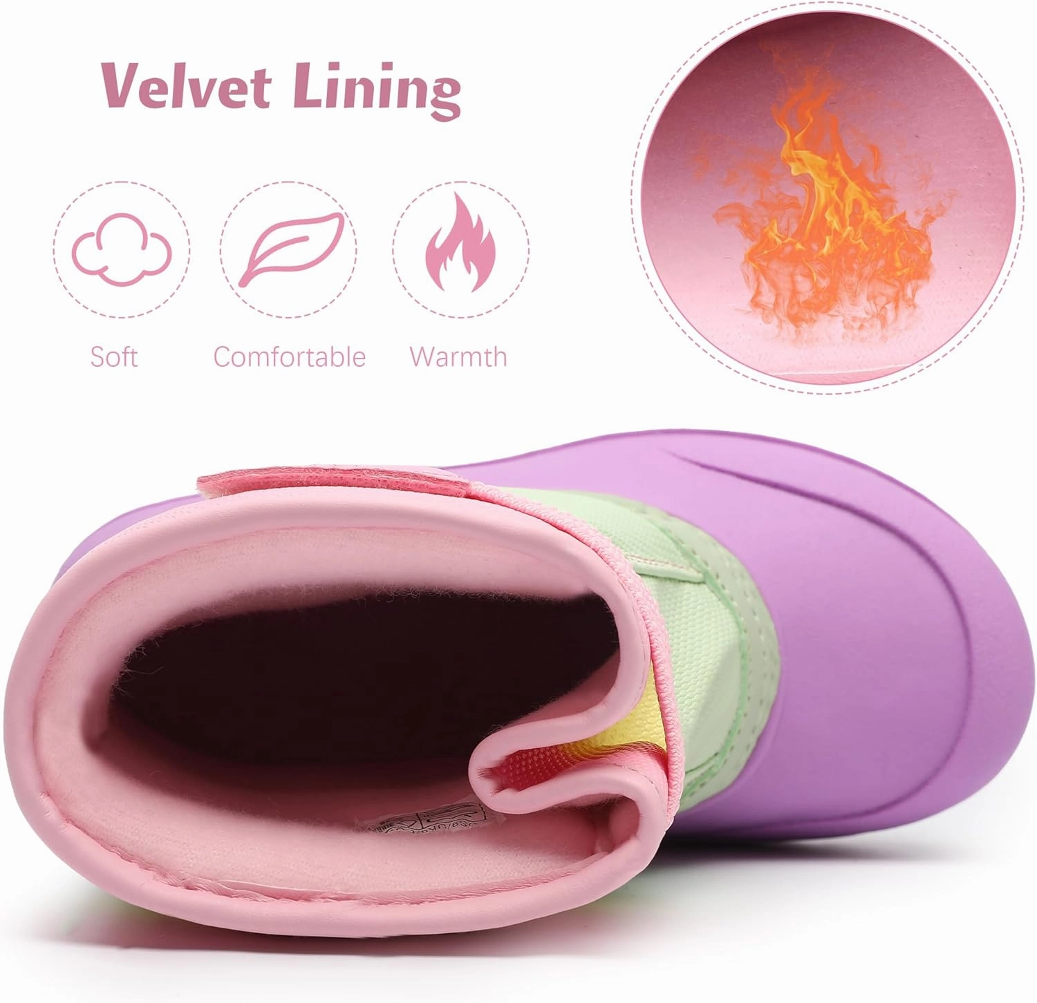 festooning Toddler Snow Boots Boys Girls Waterproof Velvet Liner Warm Boot Non-Slip Elastic Band Shoes Kids Winter Boots