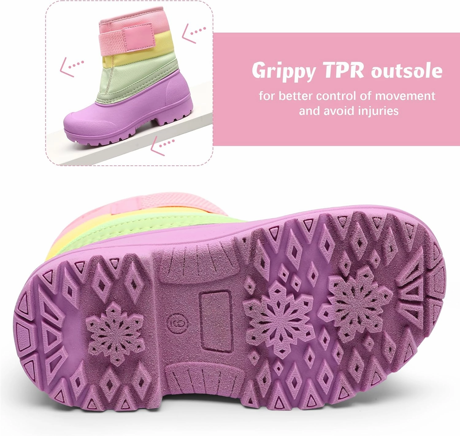 festooning Toddler Snow Boots Boys Girls Waterproof Velvet Liner Warm Boot Non-Slip Elastic Band Shoes Kids Winter Boots