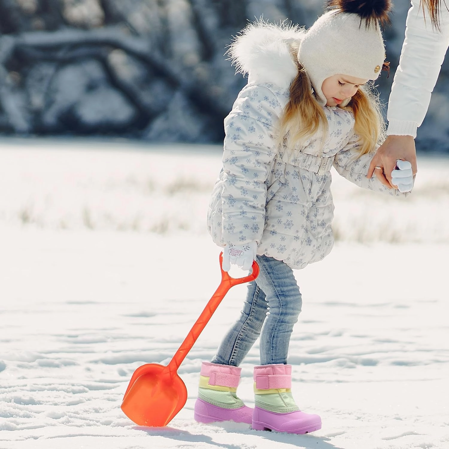 festooning Toddler Snow Boots Boys Girls Waterproof Velvet Liner Warm Boot Non-Slip Elastic Band Shoes Kids Winter Boots